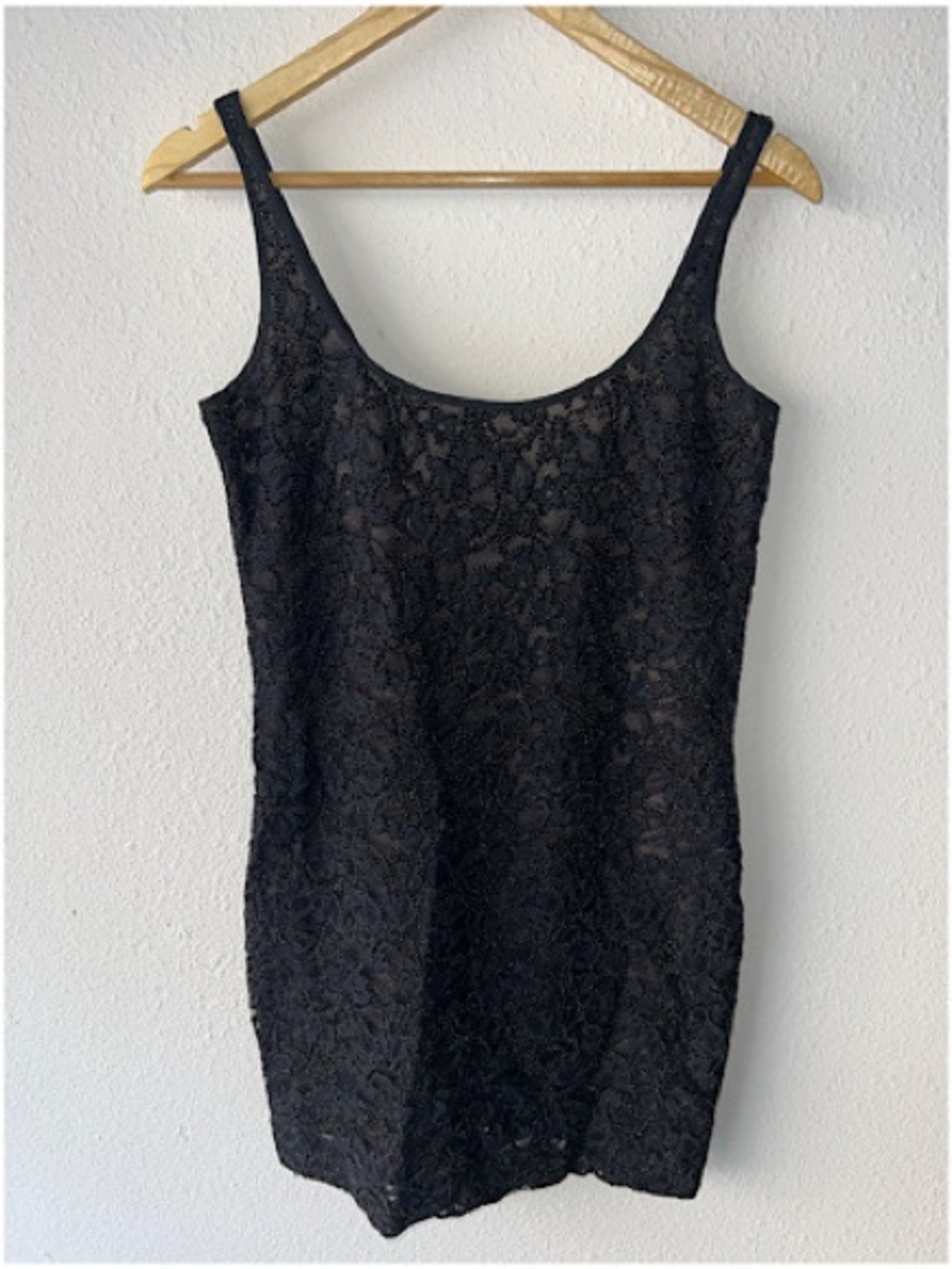 EMANUEL UNGARO Vintage Black Lace Tank Mini Dress with Gold Accents - 2/36 - EUC